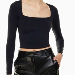 Babaton Black Long Sleeve Crop Top Black